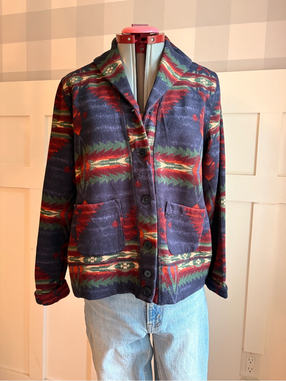 Ralph Lauren Lauren Jeans Co Multicolor Patterned Blazer Jacket Large P - Picture 6 of 8